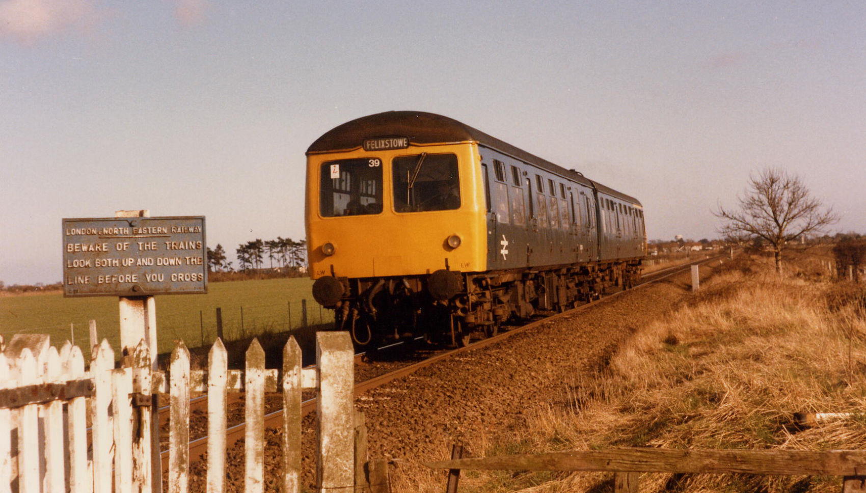 Cravens train at crossing in 1984 